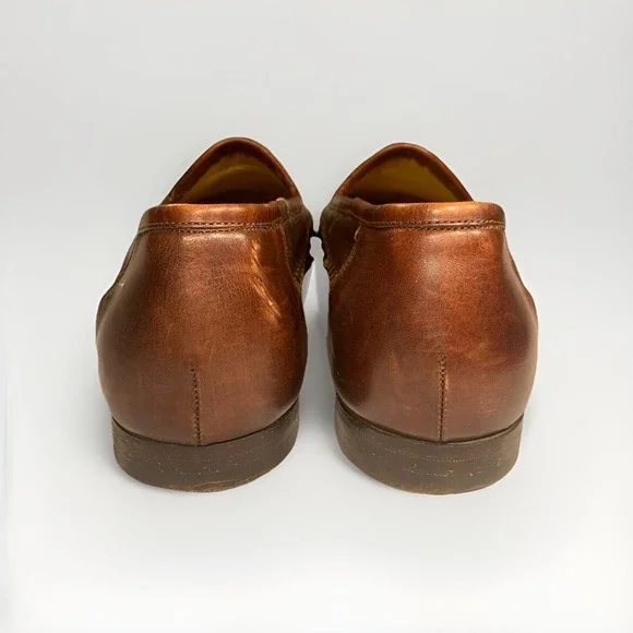 Santoni Loafer Men's 13D Brown Leather Mocassin Relaxed Slip On Italy Made Shoes